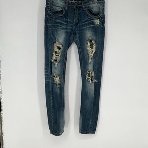 MACHINE Nouvelle Mode Jeans Women's Size 29 Blue Denim Distressed Ripped Skinny